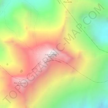 Mapa topográfico Pico Ruiz Terán, altitud, relieve