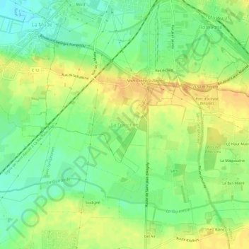 Mapa topográfico La Tranchée, altitud, relieve