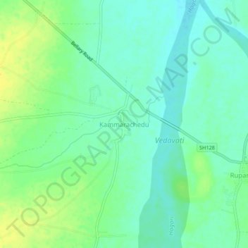 Mapa topográfico Kammarachedu, altitud, relieve