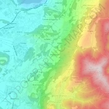 Mapa topográfico Marconaga, altitud, relieve