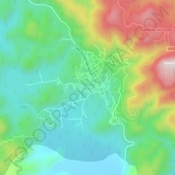 Mapa topográfico Jacala, altitud, relieve