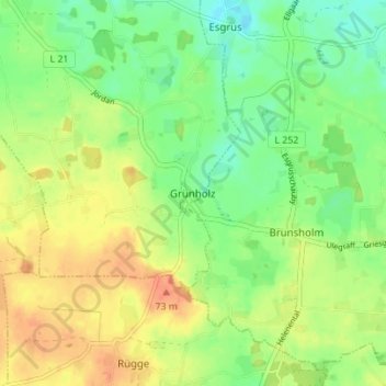 Mapa topográfico Grünholz, altitud, relieve