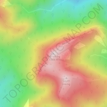 Mapa topográfico The Viking, altitud, relieve