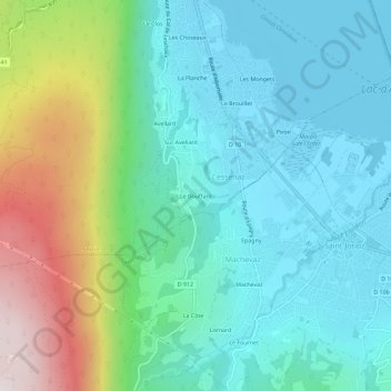 Mapa topográfico Le Bouffard, altitud, relieve