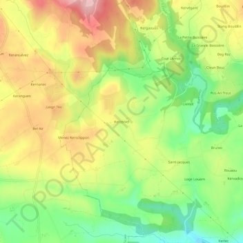 Mapa topográfico Kerzeniel, altitud, relieve