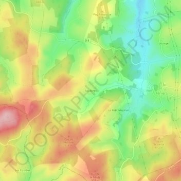 Mapa topográfico Soulières, altitud, relieve