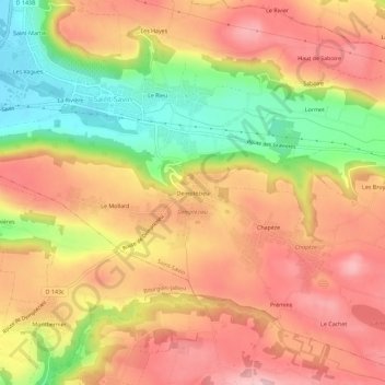 Mapa topográfico Demptézieu, altitud, relieve