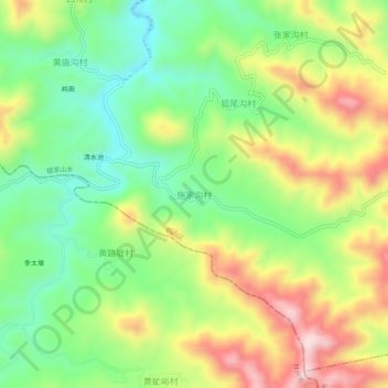 Mapa topográfico 施家沟村, altitud, relieve