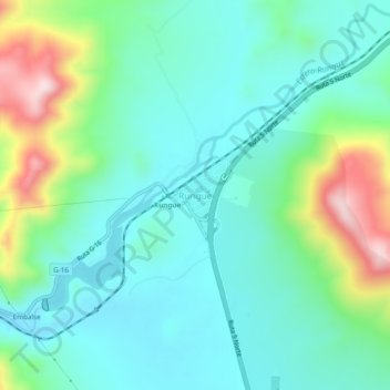 Mapa topográfico Rungue, altitud, relieve