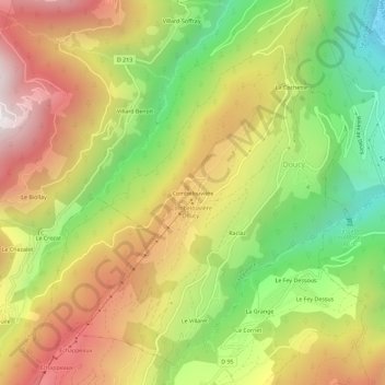 Mapa topográfico Combelouvière, altitud, relieve