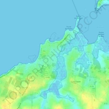 Mapa topográfico Quimiac, altitud, relieve