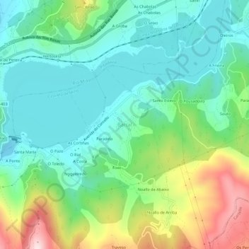 Mapa topográfico Barral, altitud, relieve