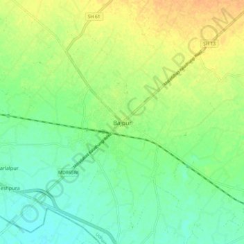 Mapa topográfico Bajpur, altitud, relieve