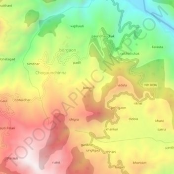 Mapa topográfico banja, altitud, relieve