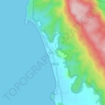 Mapa topográfico Kashid, altitud, relieve