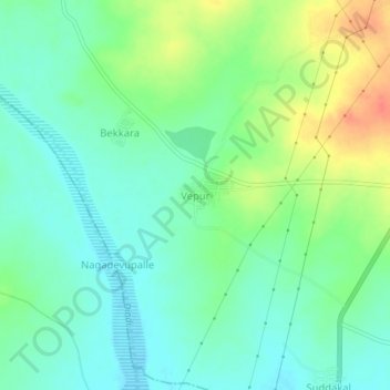 Mapa topográfico Vepur, altitud, relieve
