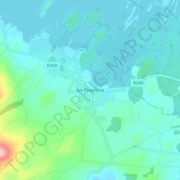 Mapa topográfico Clonbur, altitud, relieve