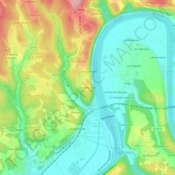 Mapa topográfico Fontblanque, altitud, relieve