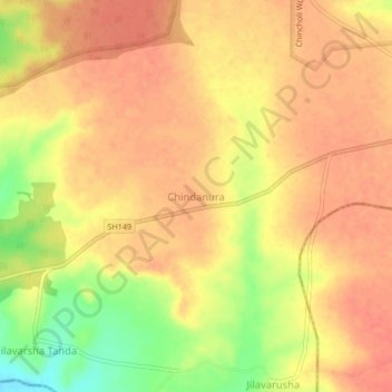 Mapa topográfico Chindanura, altitud, relieve