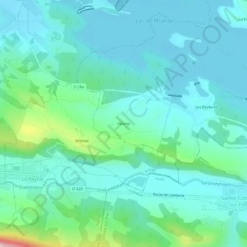 Mapa topográfico Villaret, altitud, relieve