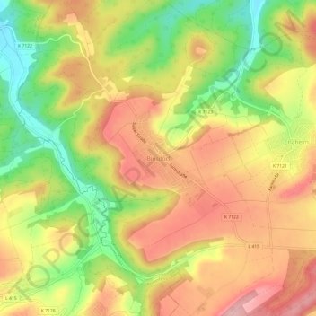 Mapa topográfico Binsdorf, altitud, relieve
