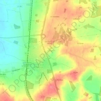 Mapa topográfico La Vigne, altitud, relieve