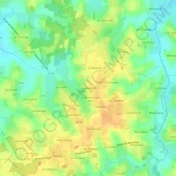 Mapa topográfico Le Mollard, altitud, relieve
