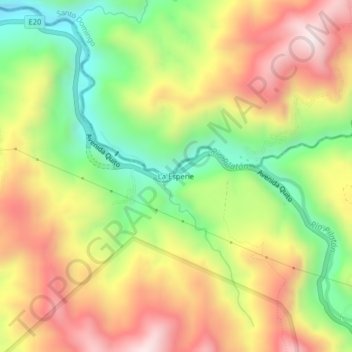 Mapa topográfico La Esperie, altitud, relieve