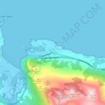 Mapa topográfico Islares, altitud, relieve