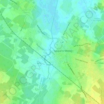 Mapa topográfico Eyran, altitud, relieve