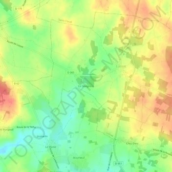 Mapa topográfico La Devignère, altitud, relieve