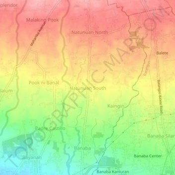 Mapa topográfico Natunuan South, altitud, relieve