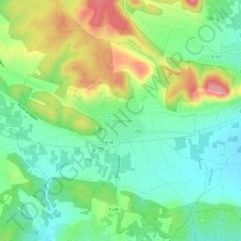 Mapa topográfico Congénies, altitud, relieve