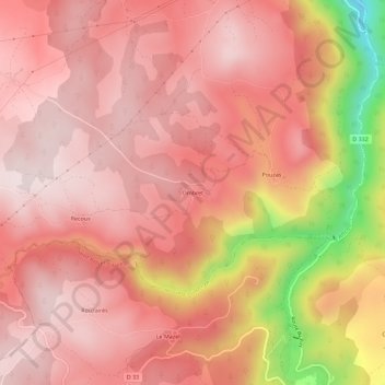 Mapa topográfico Ombret, altitud, relieve