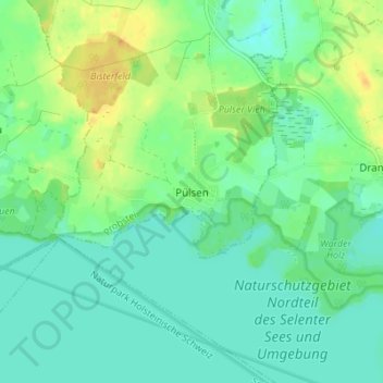Mapa topográfico Pülsen, altitud, relieve