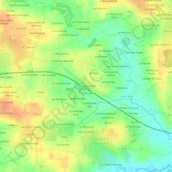 Mapa topográfico La Pierre Blanche, altitud, relieve
