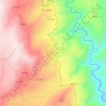 Mapa topográfico Souto Maior, altitud, relieve