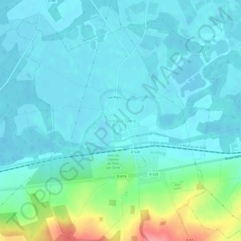 Mapa topográfico Pont-sur-Seine, altitud, relieve