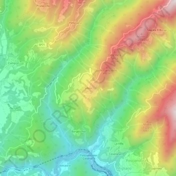 Mapa topográfico Sillico, altitud, relieve