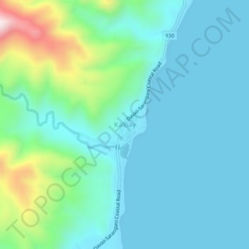 Mapa topográfico Kalbay, altitud, relieve