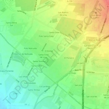 Mapa topográfico Santa Ester Oriente, altitud, relieve