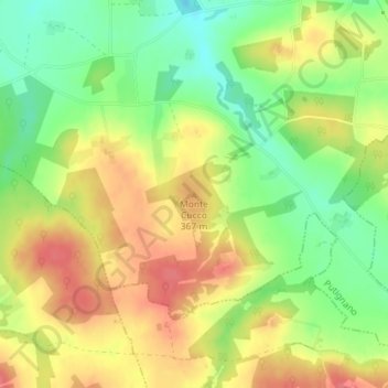 Mapa topográfico Monte Cucco, altitud, relieve