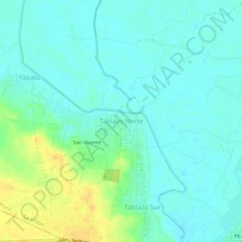 Mapa topográfico Tablazo Norte, altitud, relieve