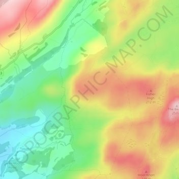 Mapa topográfico Yew Bank, altitud, relieve