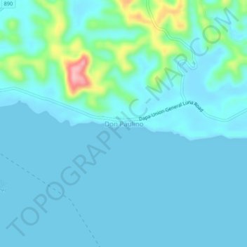 Mapa topográfico Don Paulino, altitud, relieve