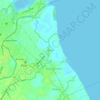 Mapa topográfico Wawa, altitud, relieve