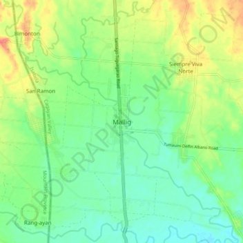 Mapa topográfico Mallig, altitud, relieve
