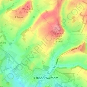 Mapa topográfico Ashton, altitud, relieve