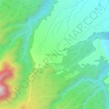 Mapa topográfico Villa Conzoilo, altitud, relieve