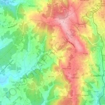 Mapa topográfico Ínsua, altitud, relieve